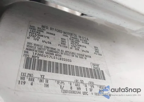 2001 Ford Expedition Eddie Bauer z USA, uszkodzony, nr VIN 1FMEU17L51LB22333